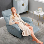 270 Genuine Leather Swivel and Rocker Power Recliner Chair for Elderly, Lving Room Single Sofa w/Lumbar Support & Rolled Arms