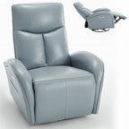 270 Genuine Leather Swivel and Rocker Power Recliner Chair for Elderly, Lving Room Single Sofa w/Lumbar Support & Rolled Arms