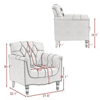 Tufted Vegan Leather Accent Chairs Set of 2, Armchair with Nailhead Trim