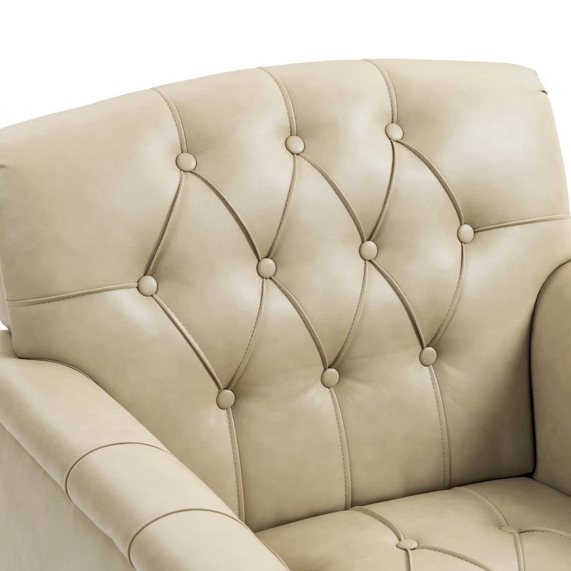 Tufted Vegan Leather Accent Chairs Set of 2, Armchair with Nailhead Trim