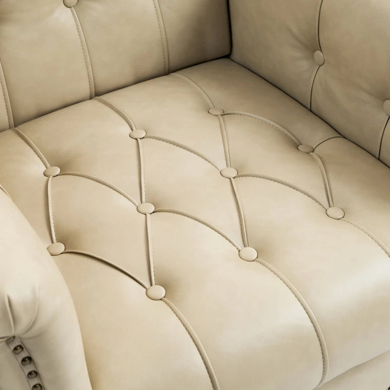 Tufted Vegan Leather Accent Chairs Set of 2, Armchair with Nailhead Trim
