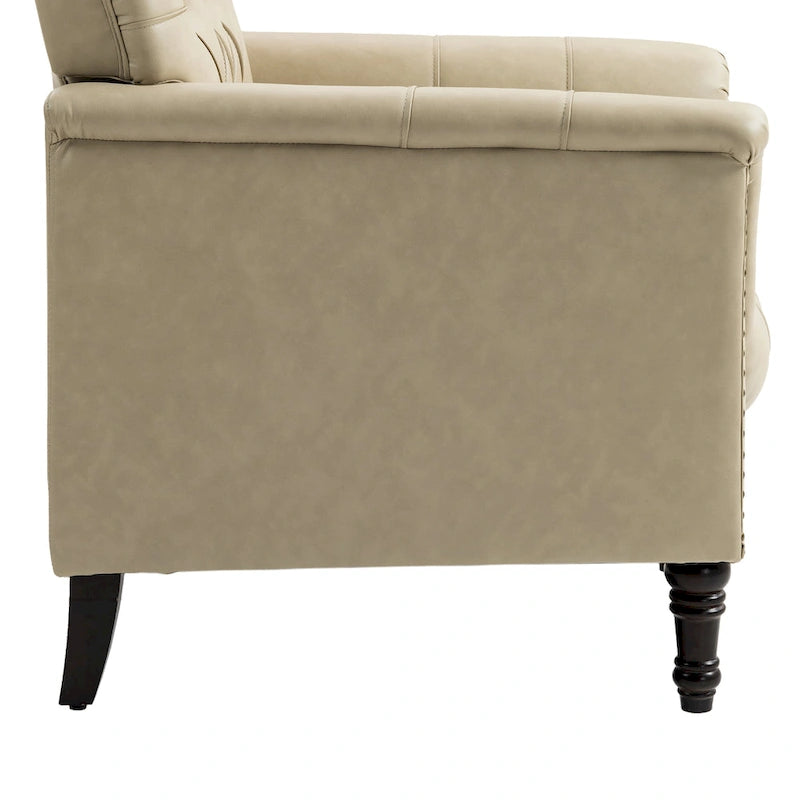 Tufted Vegan Leather Accent Chairs Set of 2, Armchair with Nailhead Trim