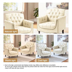 Tufted Vegan Leather Accent Chairs Set of 2, Armchair with Nailhead Trim