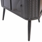 Modern 3-Tier Corner Storage Cabinet with Tempered Glass Doors, Shelves & Metal Frame - Freestanding Space-Saving Organizer