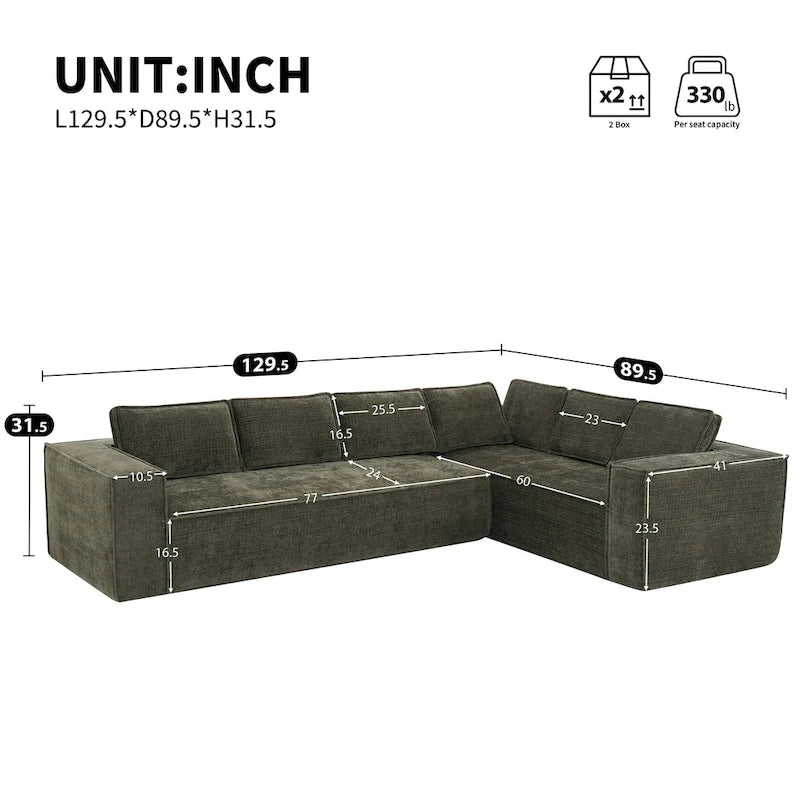 L-Shaped Modular Sectional Sofa, Chenille Cloud Sofa Set
