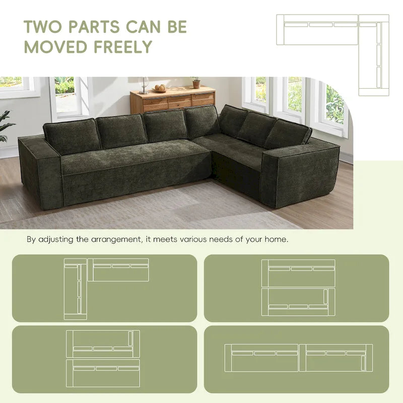 L-Shaped Modular Sectional Sofa, Chenille Cloud Sofa Set