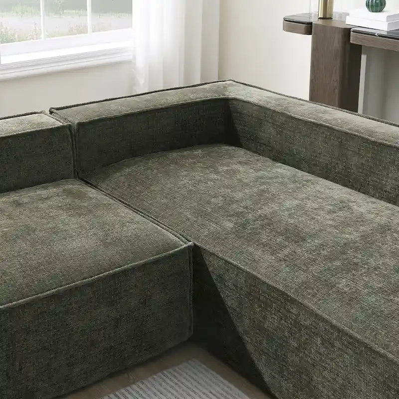 L-Shaped Modular Sectional Sofa, Chenille Cloud Sofa Set