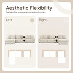 Corduroy Sectional Sofa w/ Bluetooth Speakers, L Shaped Couch