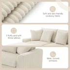 Corduroy Sectional Sofa w/ Bluetooth Speakers, L Shaped Couch