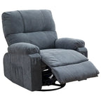 360 Swivel Manual Recliner Single Sofa Chair Fabric Lounge Chair with Pull Out Footrest and Side Pockets