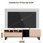 TV Stand for 80 TV with Double Storage Space, Media Console Table, Entertainment Center with Drop Down Door