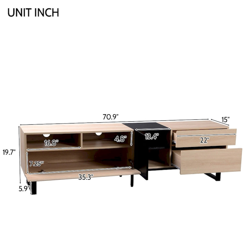 TV Stand for 80 TV with Double Storage Space, Media Console Table, Entertainment Center with Drop Down Door