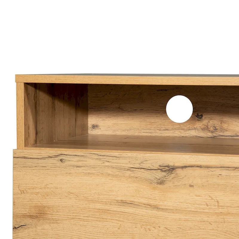 TV Stand for 80 TV with Double Storage Space, Media Console Table, Entertainment Center with Drop Down Door