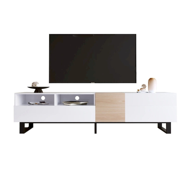 TV Stand for 80 TV with Double Storage Space, Media Console Table, Entertainment Center with Drop Down Door