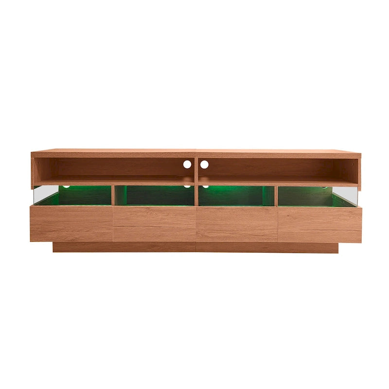 Freestanding TV Console TV Stand with 4 Drawers Media Console Table with Acrylic Transparent Storage for TVs up to 75