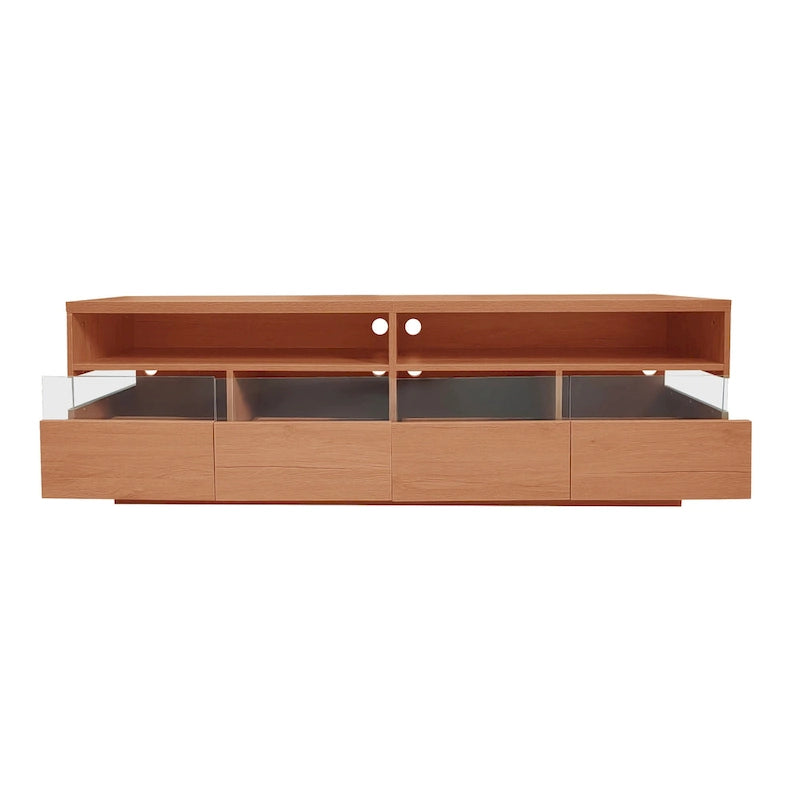 Freestanding TV Console TV Stand with 4 Drawers Media Console Table with Acrylic Transparent Storage for TVs up to 75