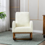 Teddy Fabric Upholstered High Back Mid-Century Modern Nursery Rocking Chair with Side Pocket