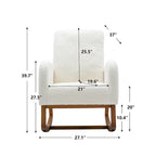 Teddy Fabric Upholstered High Back Mid-Century Modern Nursery Rocking Chair with Side Pocket