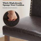 Dark Brown Leather Upholstered Dining Chair Set of 2 w/Nailhead Trim and Wood Legs for Dining Room