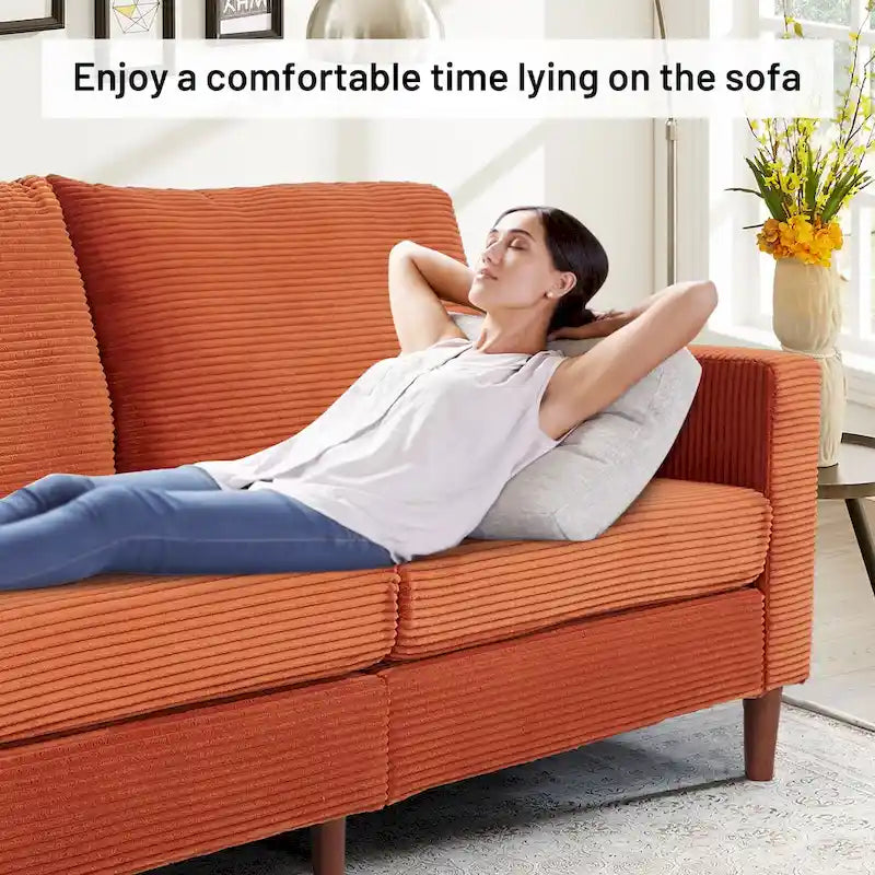 Modern Chenille Convertible Futon Sofa Bed, 82.68  Loveseat Sofa with Square Arm for Living Space