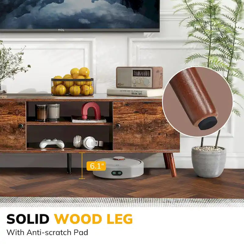 TV Stand with Storage for 50/55/60 Inch Entertainment Center, with 2 Cabinets & Shelves