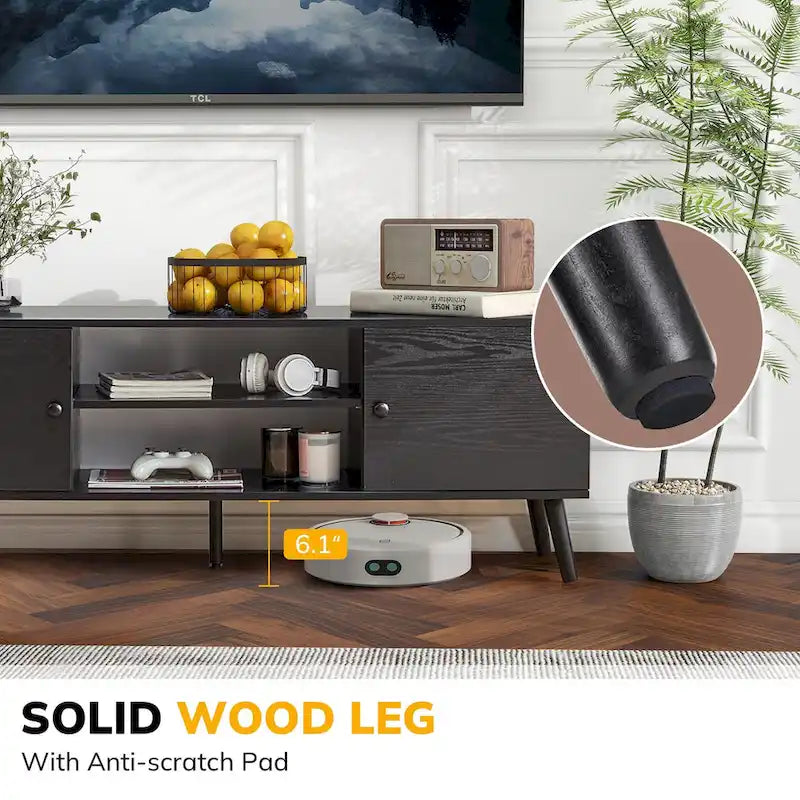 TV Stand with Storage for 50/55/60 Inch Entertainment Center, with 2 Cabinets & Shelves