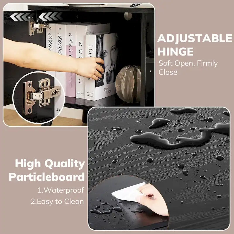 TV Stand with Storage for 50/55/60 Inch Entertainment Center, with 2 Cabinets & Shelves