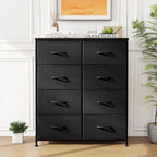 Stylish 8 Drawer Chest of Dressers for Bedroom, Tall Chest Organizer Tower with Wooden Top