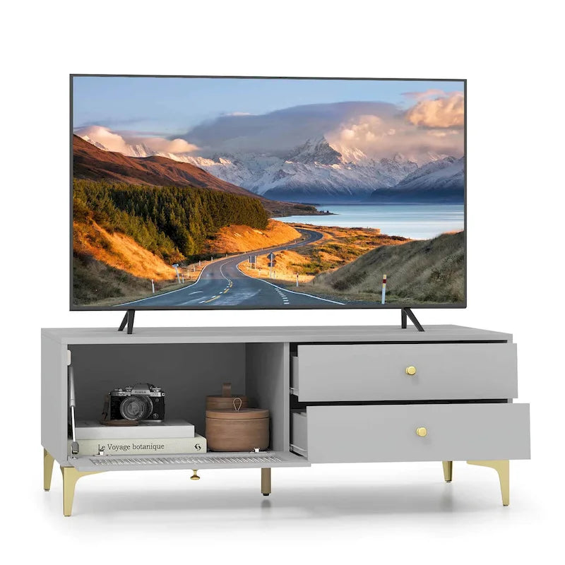 Costway Modern TV Stand for 55 TVs with Drop Down Door Cabinet 2 - See Details