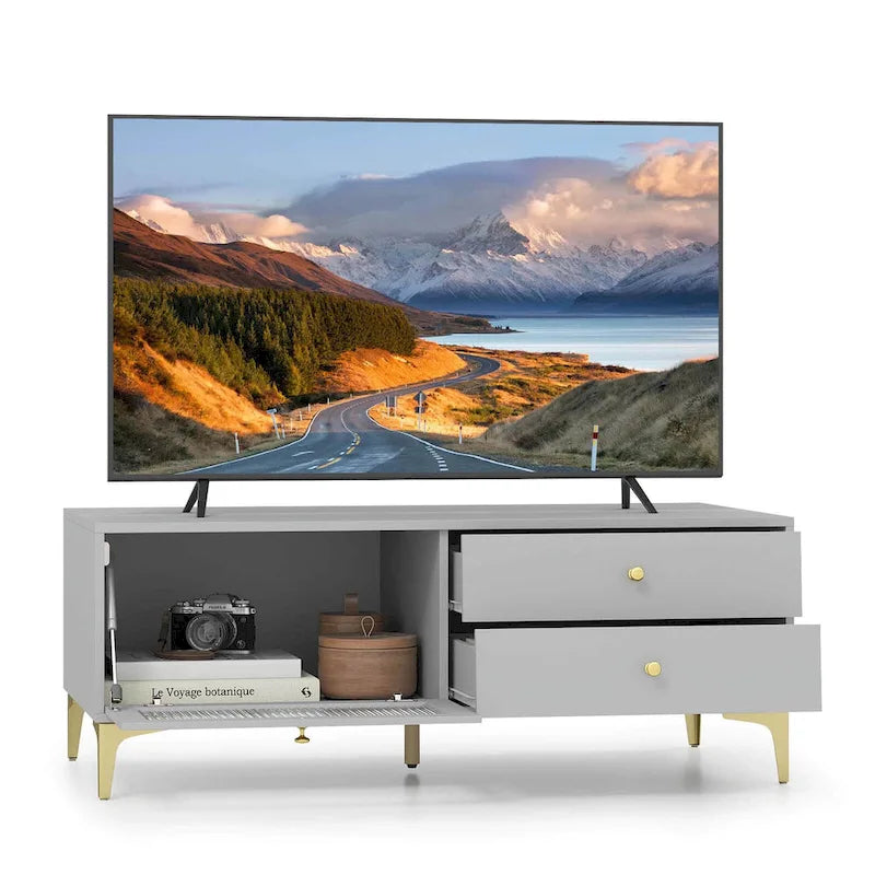 Costway Modern TV Stand for 55 TVs with Drop Down Door Cabinet 2 - See Details