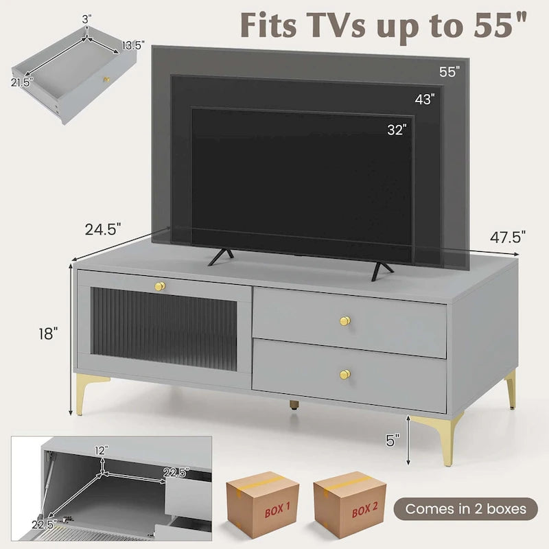 Costway Modern TV Stand for 55 TVs with Drop Down Door Cabinet 2 - See Details