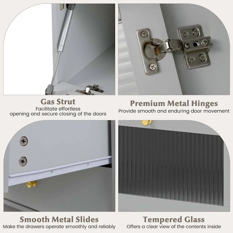 Costway Modern TV Stand for 55 TVs with Drop Down Door Cabinet 2 - See Details