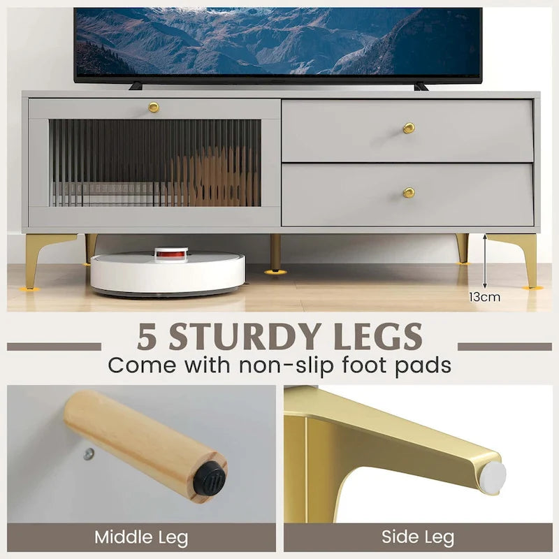 Costway Modern TV Stand for 55 TVs with Drop Down Door Cabinet 2 - See Details