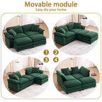 2-seater sofa with 2 cushions, 2 pillows and 2 ottomans, comfortable sofa - Living room deep sofa, modular sofa
