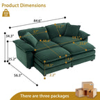 2-seater sofa with 2 cushions, 2 pillows and 2 ottomans, comfortable sofa - Living room deep sofa, modular sofa