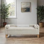 65.35 Corduroy Storage Bench with Armrests, Backrest and Two Pillows