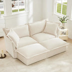 83.4 Chenille 2-Seater Sectional Sofa with Ottomans