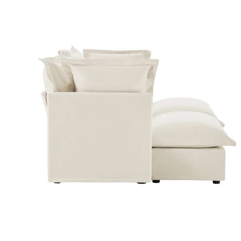 83.4 Chenille 2-Seater Sectional Sofa with Ottomans