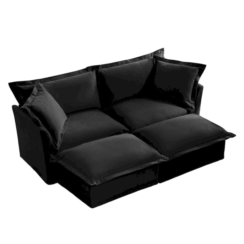 83.4 Chenille 2-Seater Sectional Sofa with Ottomans