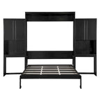 Queen Size Murphy Bed with Desk, Vanity and Cabinets, Espresso