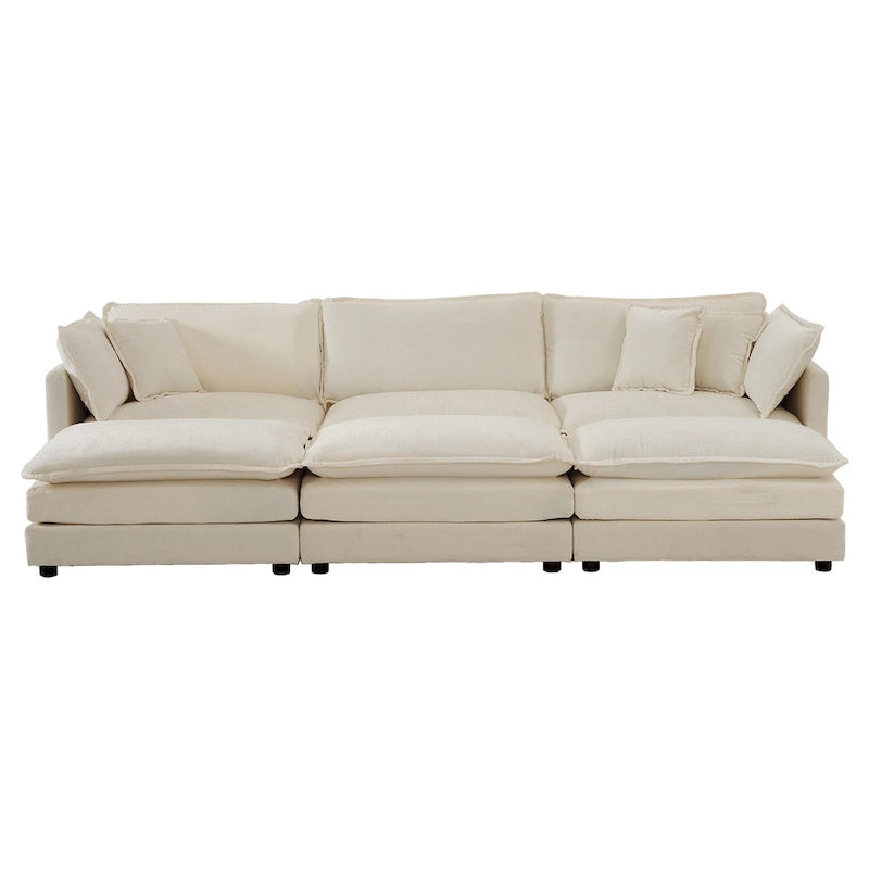 Deep Seat Reversible Modular 6 Seater U-Shaped Sectional Sofa 3 with Ottomans