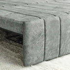 Modern Upholstered 3 in 1 Pull-Out Bed Sleeper w/ Rolled Arms Decorated & Copper Nails, Convertible Futon 3 Seats Daybed, Black