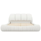 Luxury Upholstered Leather Bed with Thick Headboard