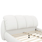 Luxury Upholstered Leather Bed with Thick Headboard