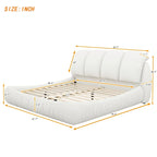 Luxury Upholstered Leather Bed with Thick Headboard