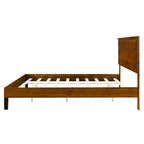 Brown King Size Mid-Century Modern Solid Wood Platform Bed with Three-Piece Headboard Design