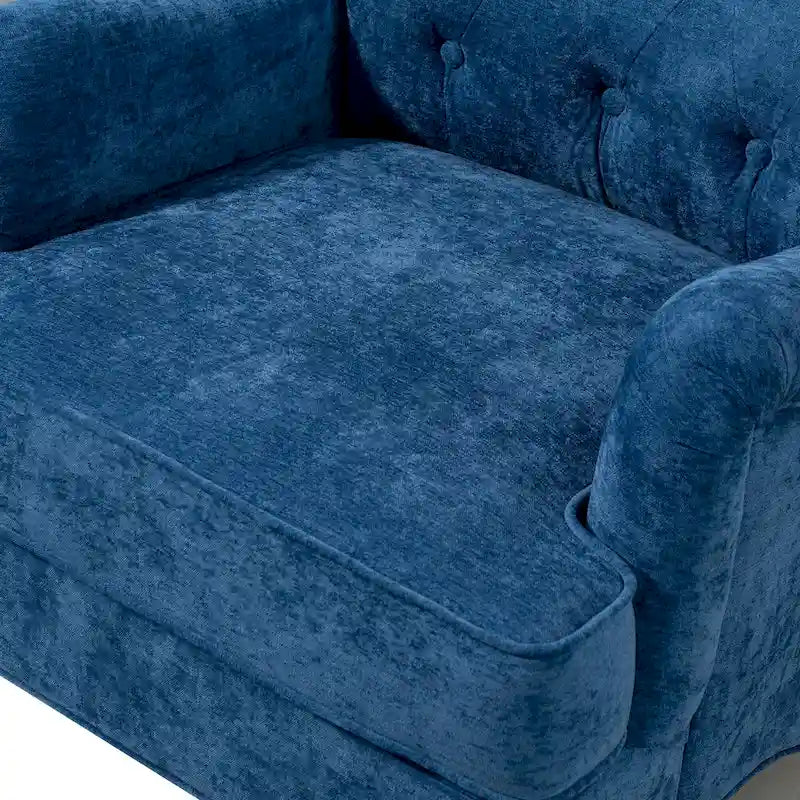 Chenille Fabric Accent Chair with Retro Wooden Legs, High-Density Foam and Spring Cushion, and 300 lbs Weight Capacity