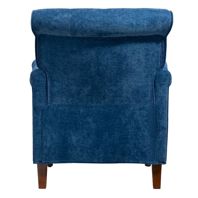 Chenille Fabric Accent Chair with Retro Wooden Legs, High-Density Foam and Spring Cushion, and 300 lbs Weight Capacity