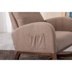 Modern 27 Upholstered Rocking Chair with Wood Legs and Side Pocket