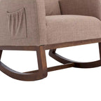 Modern 27 Upholstered Rocking Chair with Wood Legs and Side Pocket
